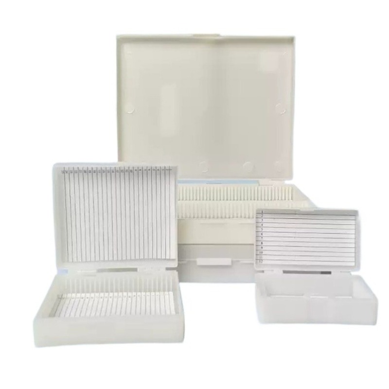 Pathology Slide Storage - กล่องเก็บสไลด์ไมโครสโคปแบบมีหัวเข็มขัด กล่องใส่สไลด์แบบหนา 5/10/12/25/50/100 ช่อง สำหรับเก็บตัวอย่างทางชีววิทยาและพยาธิวิทยา