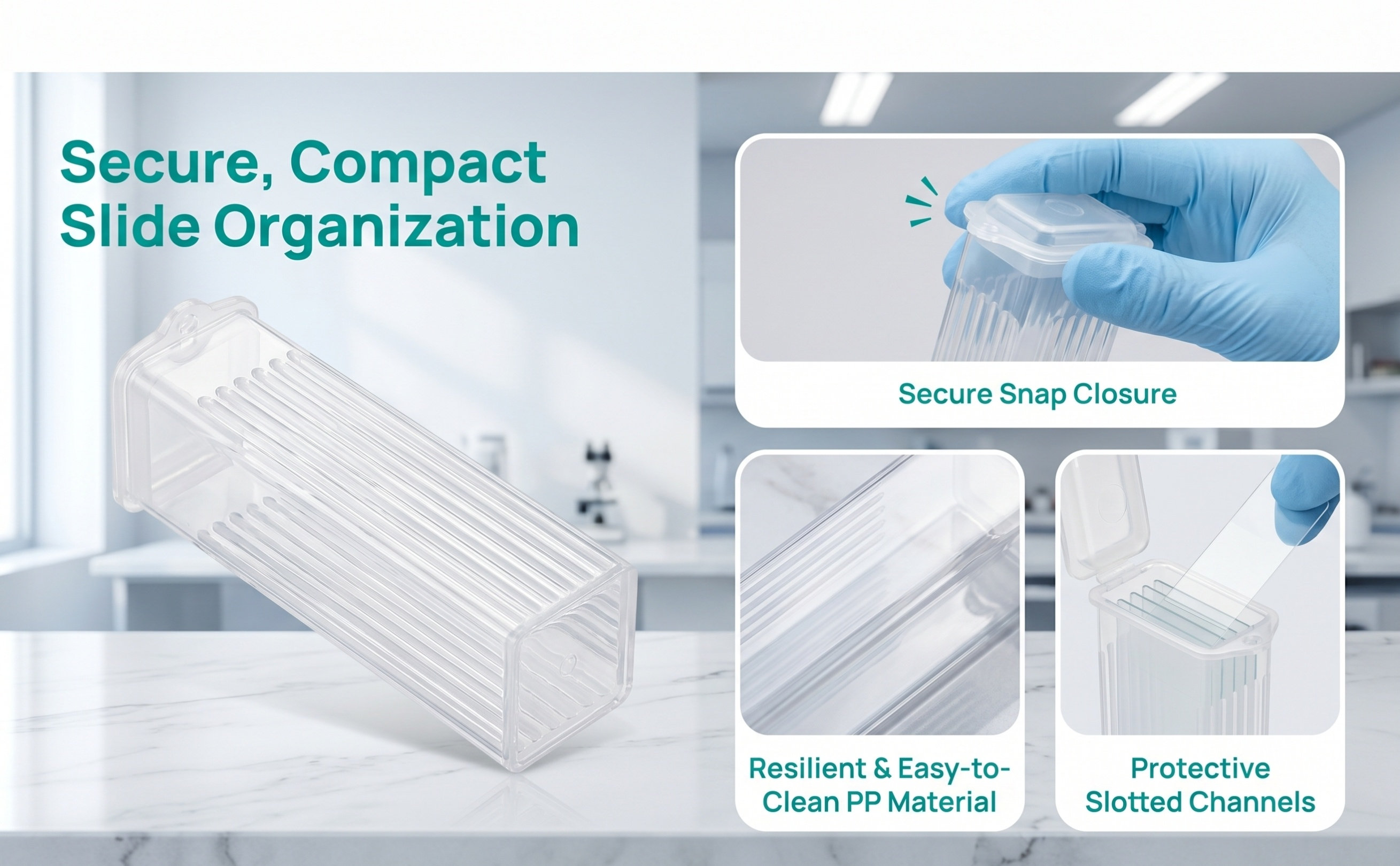 Pathology Slide Storage - 50 ชิ้น สำหรับสไลด์แก้ว วัสดุ PP กล่องเก็บตัวอย่างทางพยาธิวิทยา