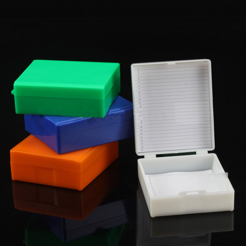 Pathology Slide Storage - กล่องใส่สไลด์ไมโครสโคปพลาสติก 2 ชิ้น กล่องเก็บสไลด์ทางพยาธิวิทยาสำหรับห้องปฏิบัติการ กล่องเก็บสไลด์ไมโครสโคป ความจุ